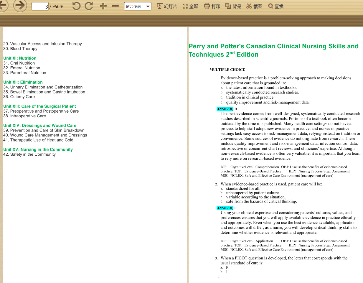 test bank for Perry & Potter’s Canadian Clinical Nursing Skills and Techniques 2nd Edition by Shelley Cobbett